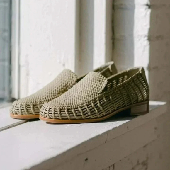 NWOT Rag & Bone Sid Dune Woven Loafer Tan Leather Slip On Women's Size 38.5 - Picture 1 of 8